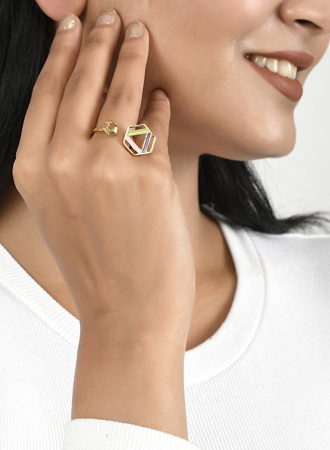 Benzene Hexagon Enamelled Open Ring : 8905124456516