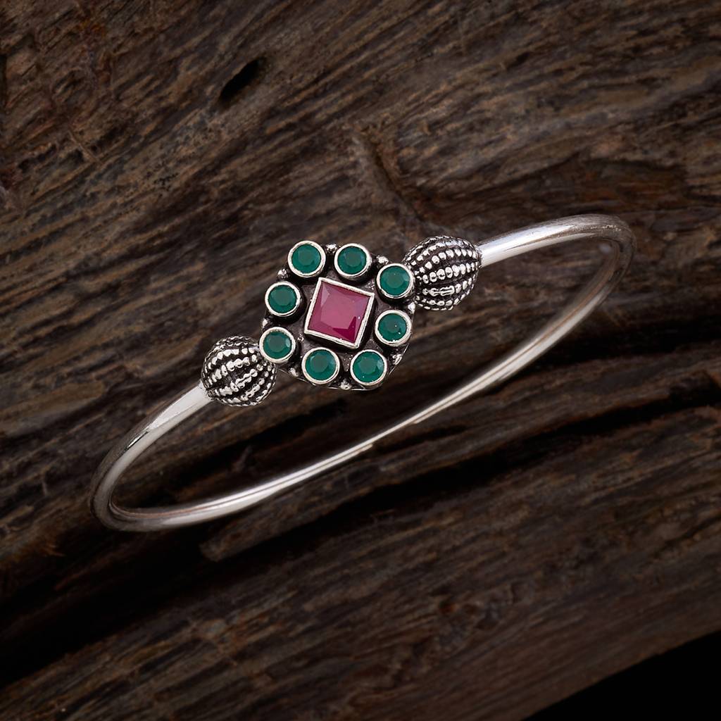 Kushal'S Fashion Jewellery Silver-Plated Stone-Studded Kada Bracelet-158240 : 435877