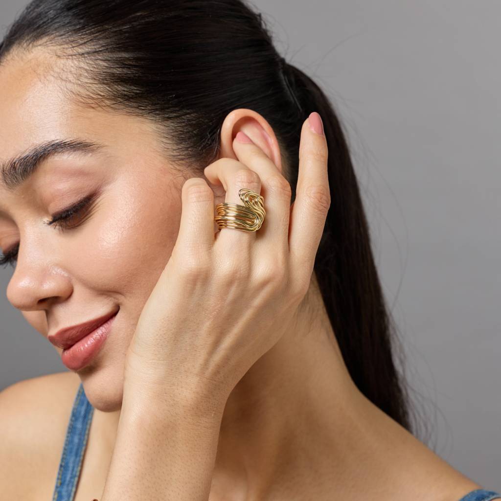 Kushal'S Fashion Jewellery Gold Gold-Plated Party Trendy Zircon Finger Ring -455178 : 455178