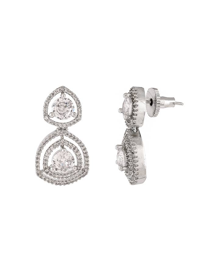Sparkling Elegance Round Cut Cz Dangler Earrings : 8905124507850