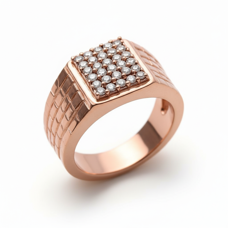 Moissanite Statement Textured Band Ring For Him : TGDMR-10-R-23