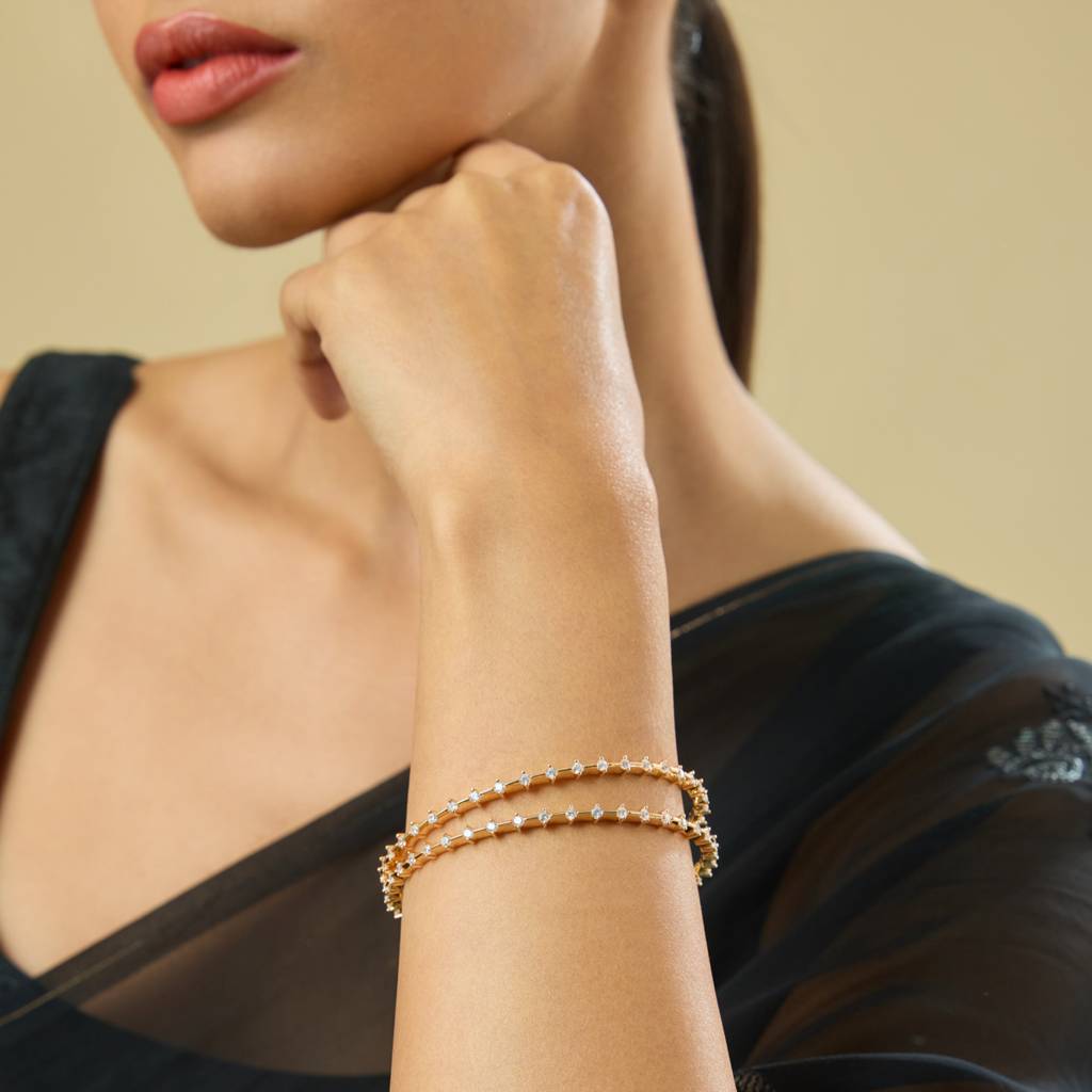 Kushal'S Fashion Jewellery  Gold-Plated Party Zircon Bangle-182786 : 436380
