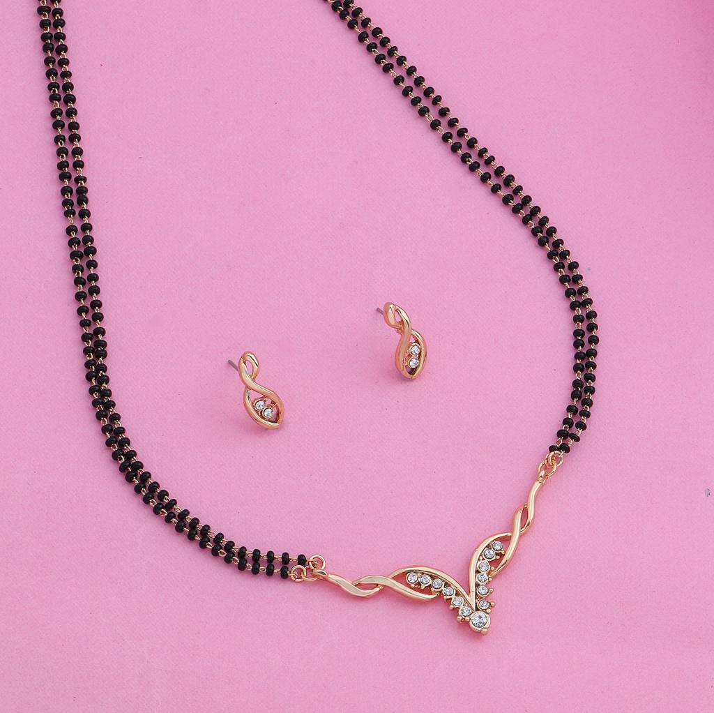 Estele Gold Plated Designer Mangalsutra Necklace Set With Austrian Crystals For Women : EMS12080006NKER
