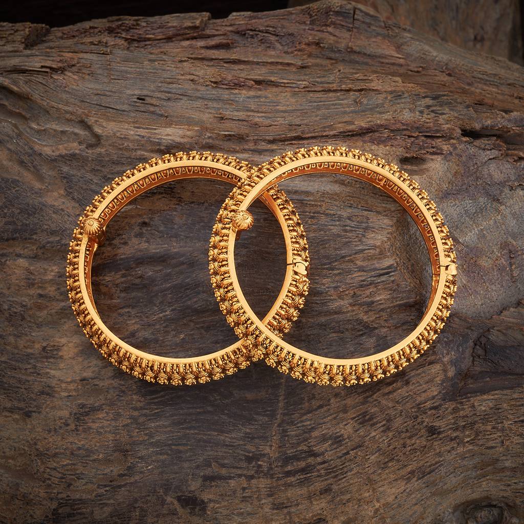 Gold Gold-Plated Ethnic Antique Bangle-405902 : 405902