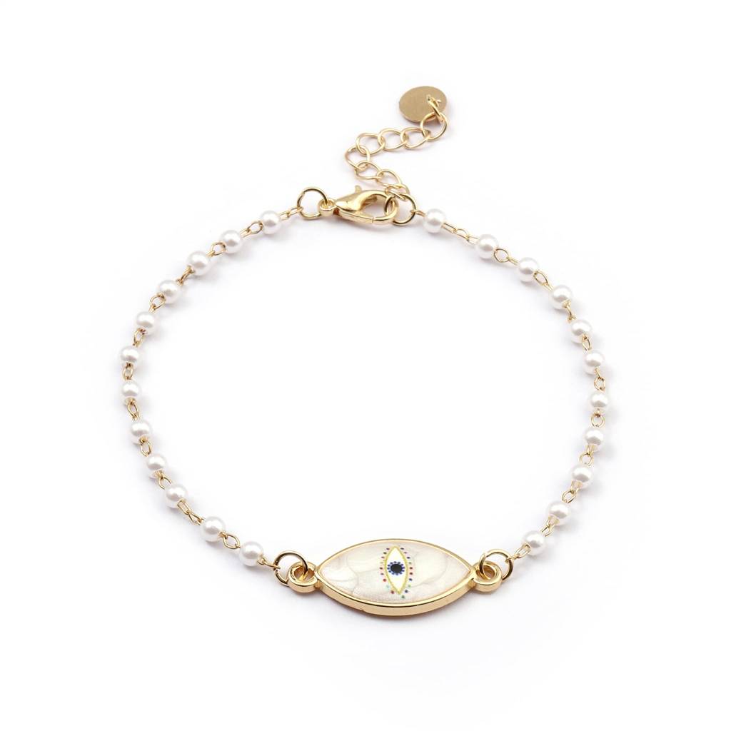 Mystic Eye Charm Gold Bracelet : BS14217-G-WHT
