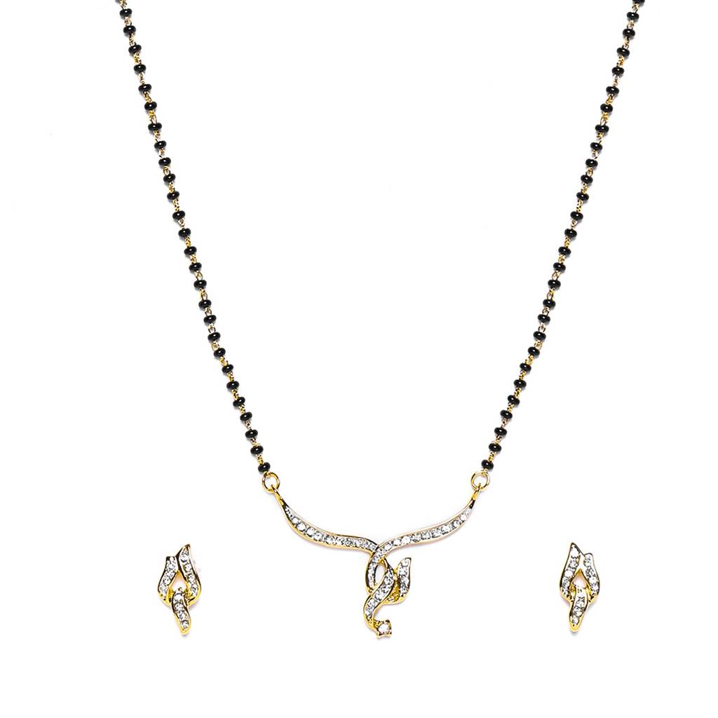 Estele Gold & Rhodium Plated Splice Designer Mangalsutra Necklace Set For Women : EMS14080071NKER