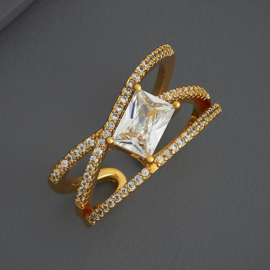 Kushal'S Fashion Jewellery White Gold-Plated Party Trendy Zircon Finger Ring-186895 : 445476