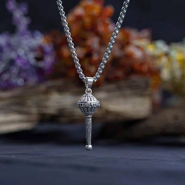 Gehena By Estele Powerful Gada (Mace) Pendant Necklace For Men & Women: Oxidized Silver Plated Spiritual : OSAK047-IROXPENDANT