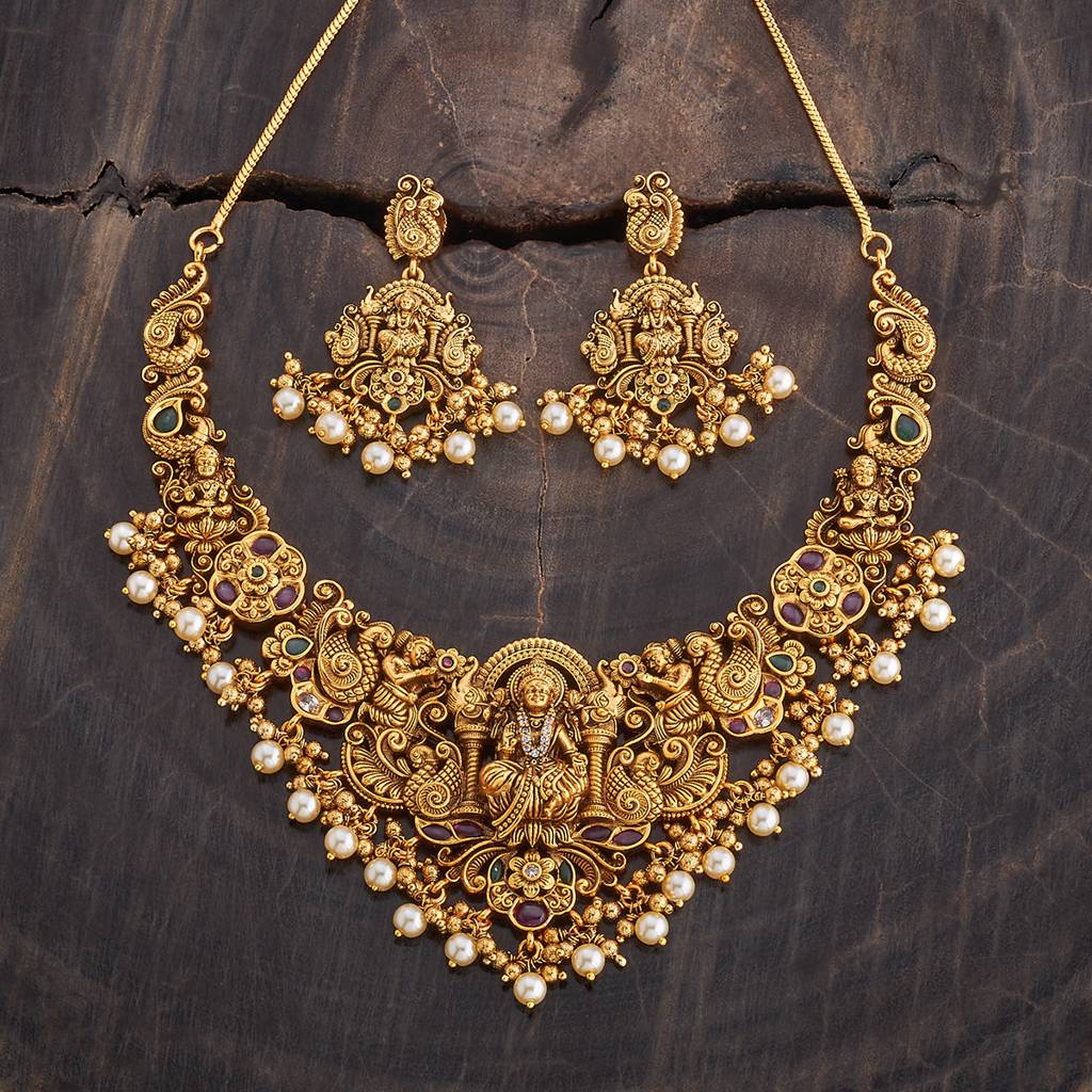 Kushal'S Fashion Jewellery Gold-Plated Artificial Stones And Beads Antique Jewellery Set : 430252