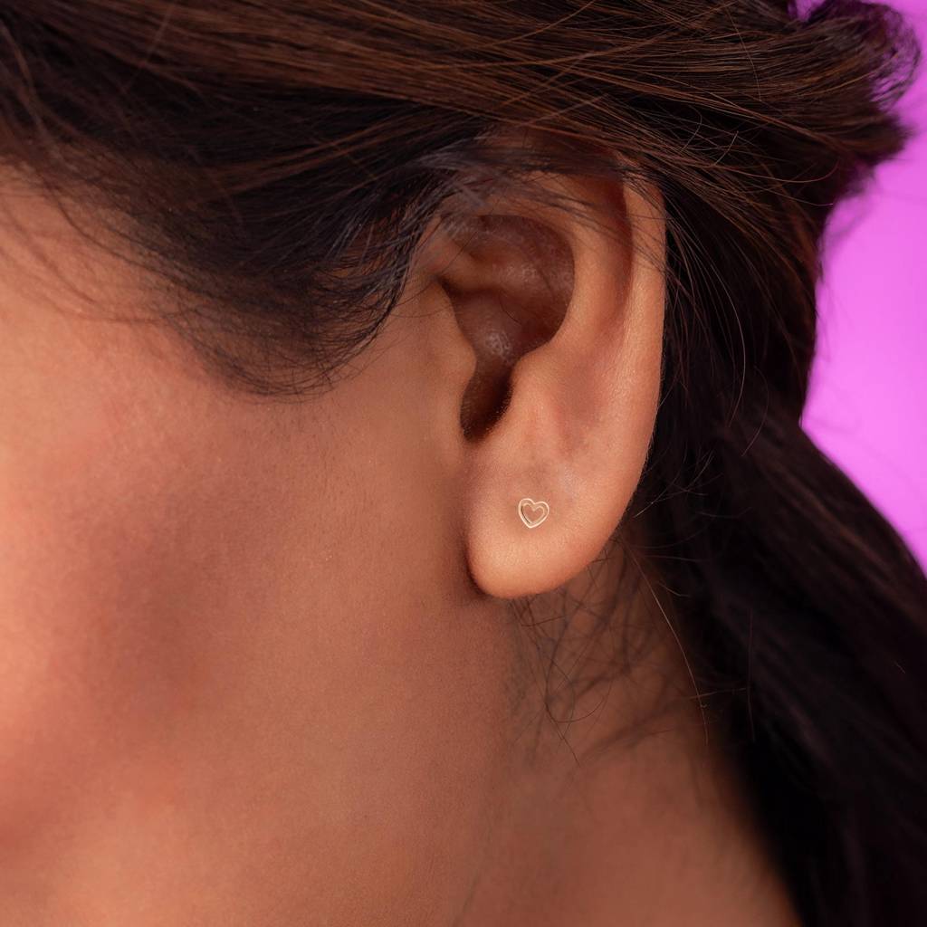 925 Silver Heart Stud Earrings Rose Gold Finish Dainty Love : SE_000912