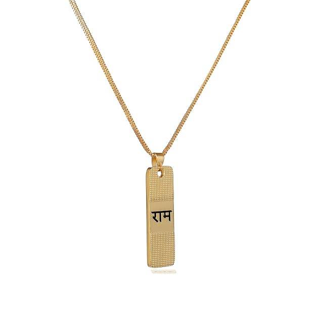 Fashion Jewellery Ram Naam Pendant For Men'S: Gold Plated Stylish And Fashionable Spiritual "Ram Naam Pen : OSAK008-IGPENDANT