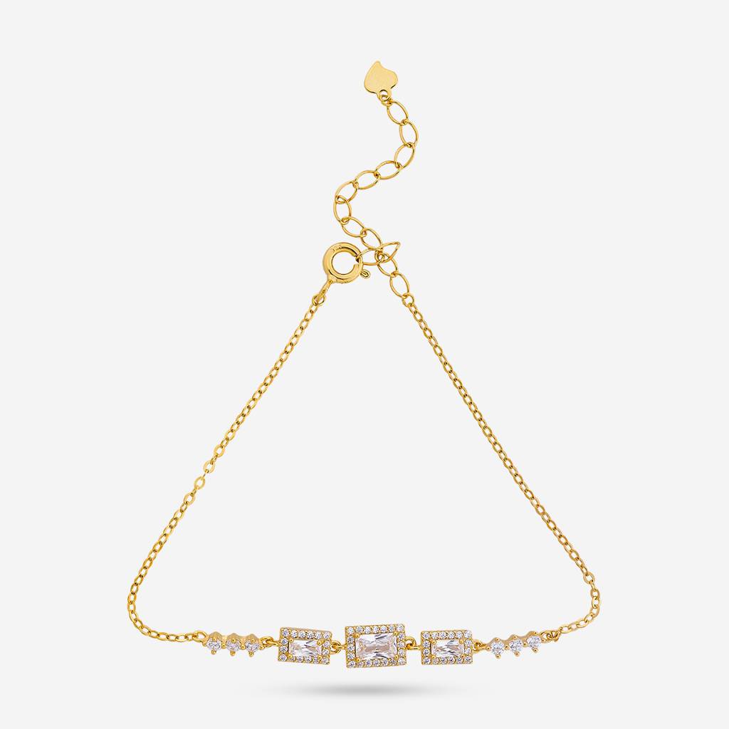 Gold-Plated Party Zircon 92.5 Sterling Silver Bracelet -458065 : 458065