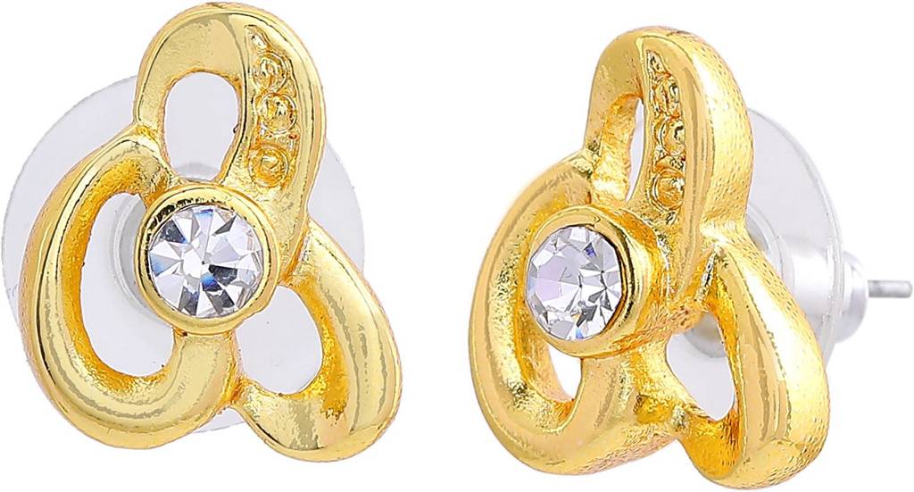 Classy Gold Finish Crystal Stud Earrings For Women Casual & Office Use : 5010292-IG-WEER