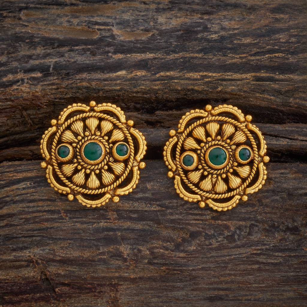 Kushal'S Fashion Jewellery Oxidised Gold-Plated Ethnic 92.5 Pure Silver Temple Studs-177453 : 425389