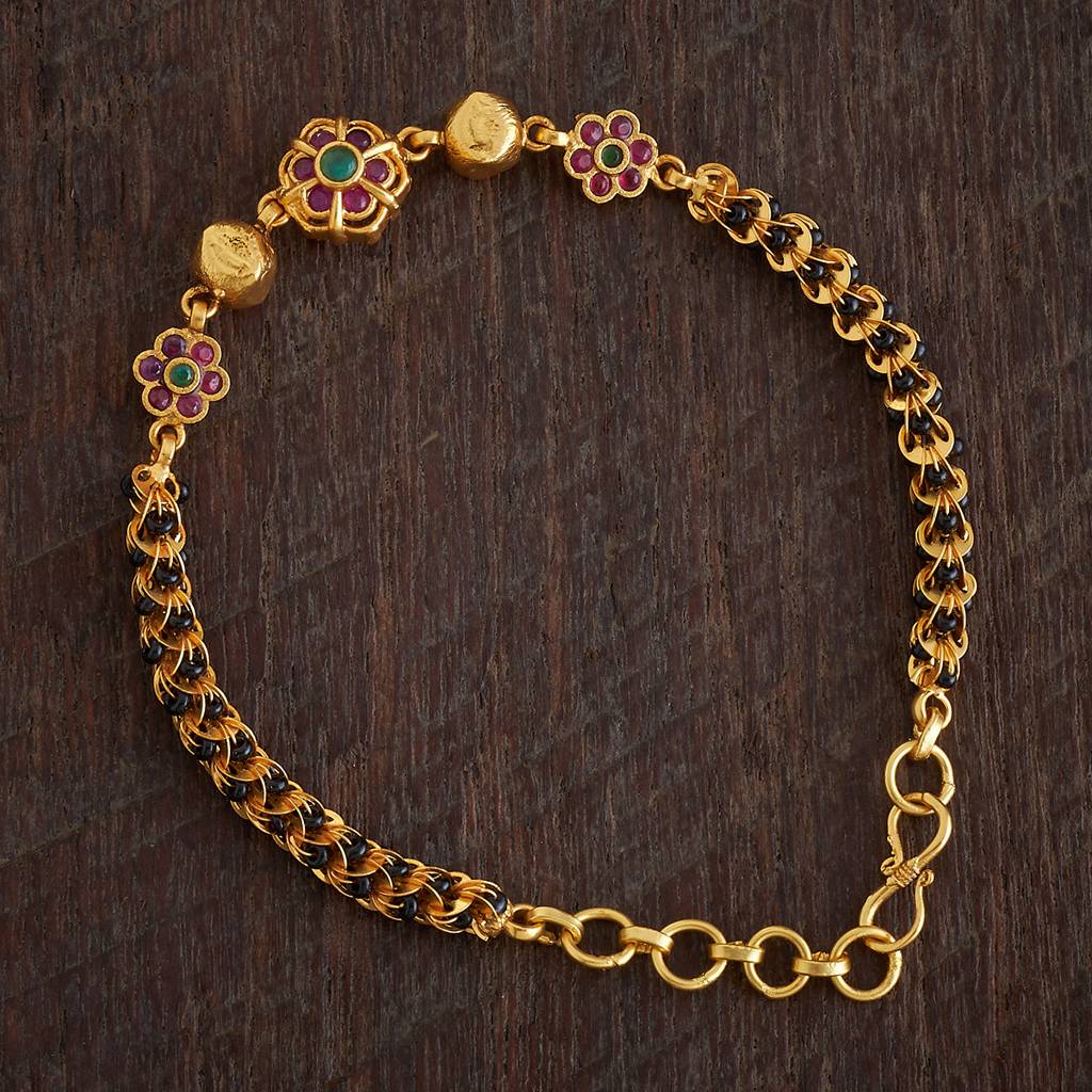 Kushal'S Fashion Jewellery Ruby-Green Gold-Plated Ethnic Antique Bracelet -173734 : 416924