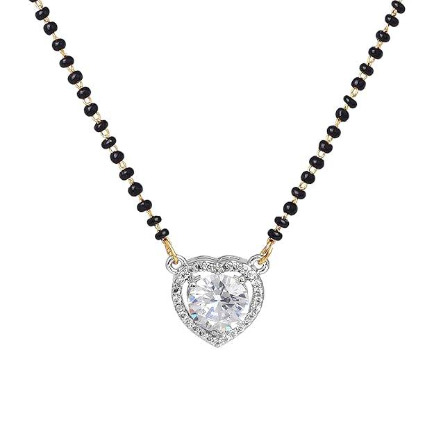 Gehena By Estele Fashion Jewelry Mangalsutra Necklace For Women: Gold & Rhodium Plated Shining White Cryst : OSAKMS014-2TNWENK