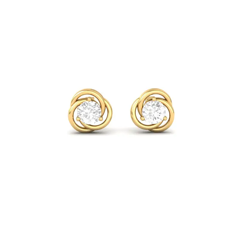 0.75Ct Knot Solitaire Moissanite Stud Earrings In 14Kt Gold Over Sterling Silver : TGDE-178