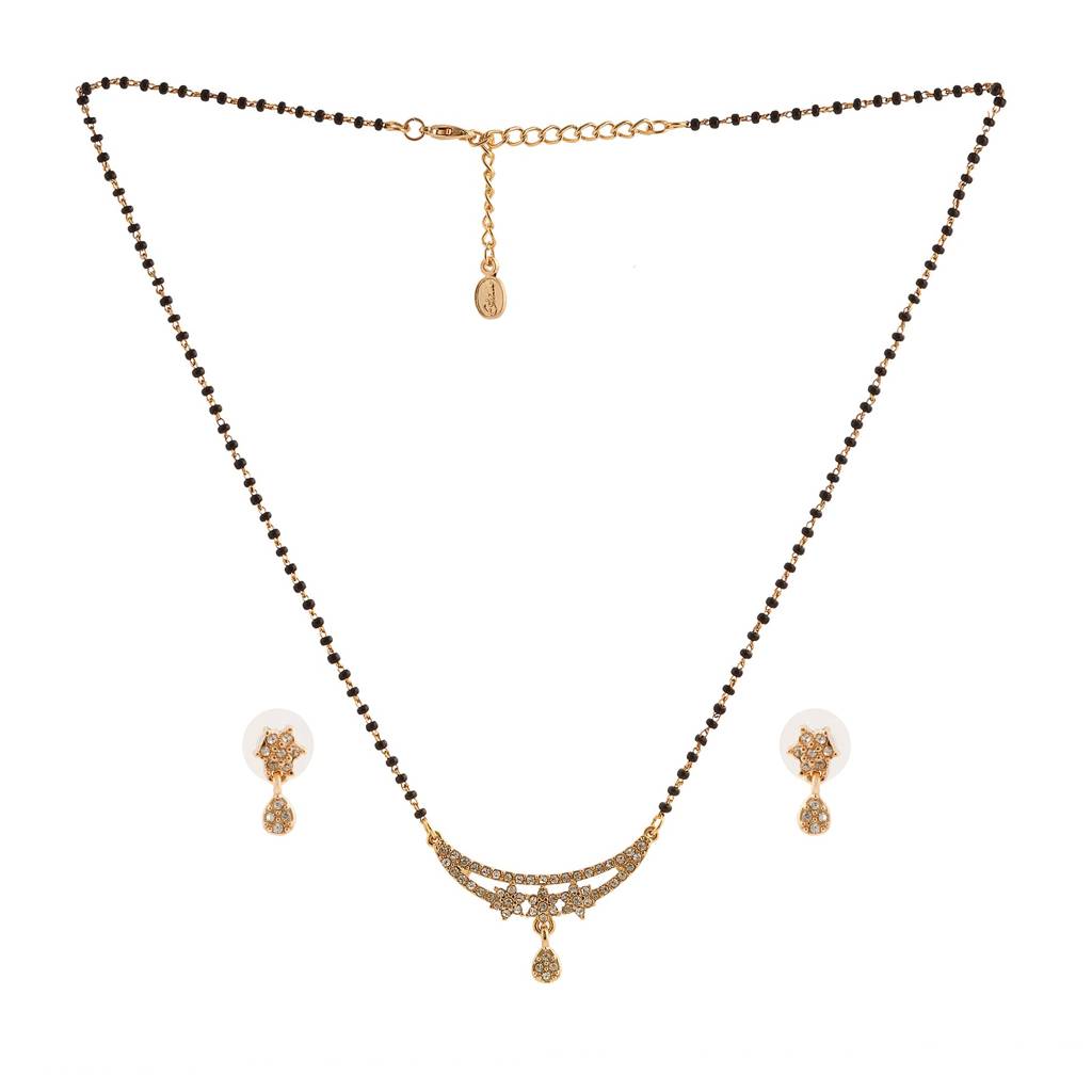 Estele Gold Plated Three Star Mangalsutra Necklace Set For Women : EMS14080063NKER