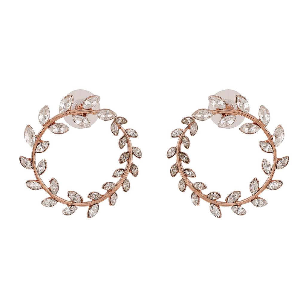 Estele Rose Gold Plated Circular Earrings With Crystals For Women : 743705-RGER