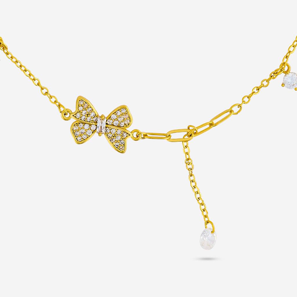 Kushal'S Fashion Jewellery White Gold-Plated Party Trendy Zircon Anklet -455241 : 455241