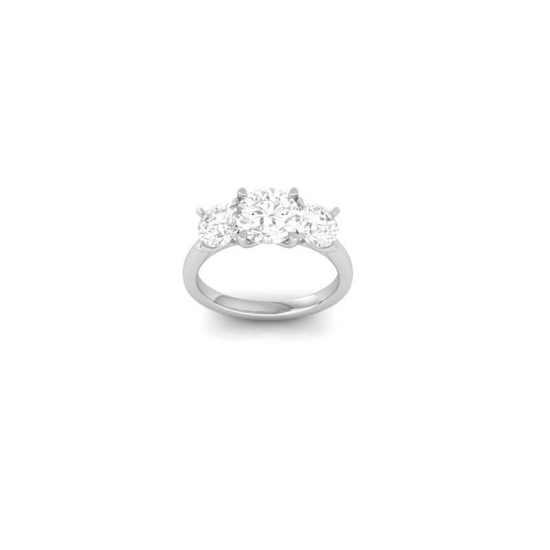 Three-Stone Moissanite Wedding Ring In 14K Gold Plated Sterling Silver : TGDR-640-R-6
