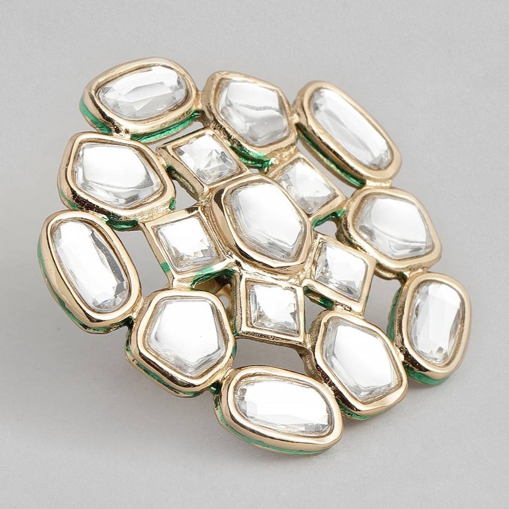 Estele Gold Plated Traditional Maharani Ring With Kundan For Women : 546-IGRING