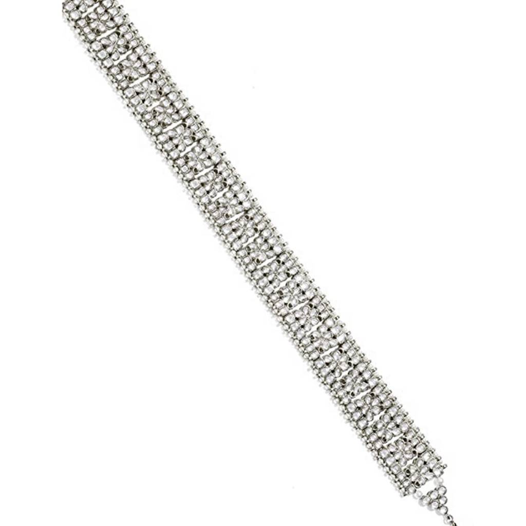 Traditional Jewellery Plated Kundan White Waist Belt Kamar Bandh Belly Chain Jewellery Ethnic Gift For Women G : PF37BCH7069RW