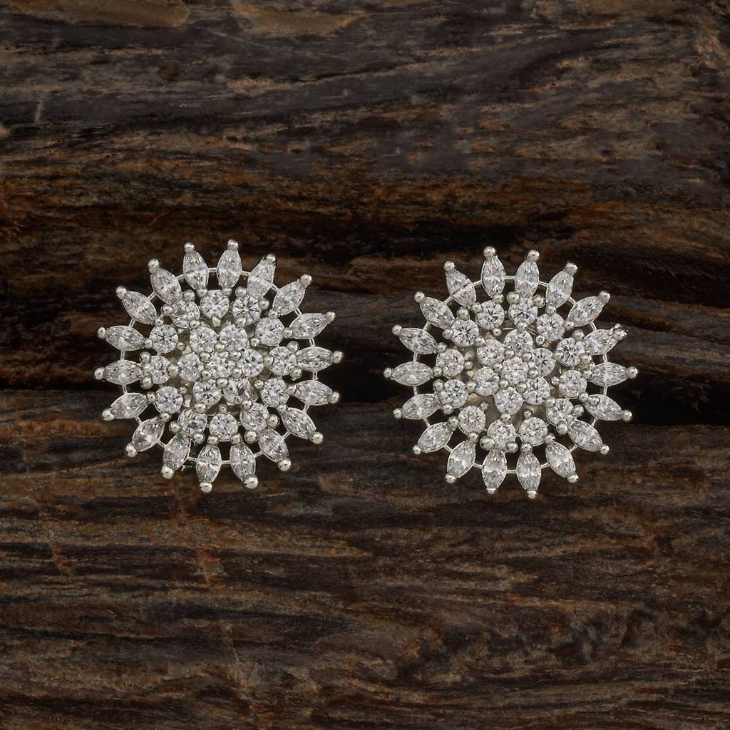 Kushal'S Fashion Jewellery  Rhodium-Plated Party Zircon Studs-178468 : 427393