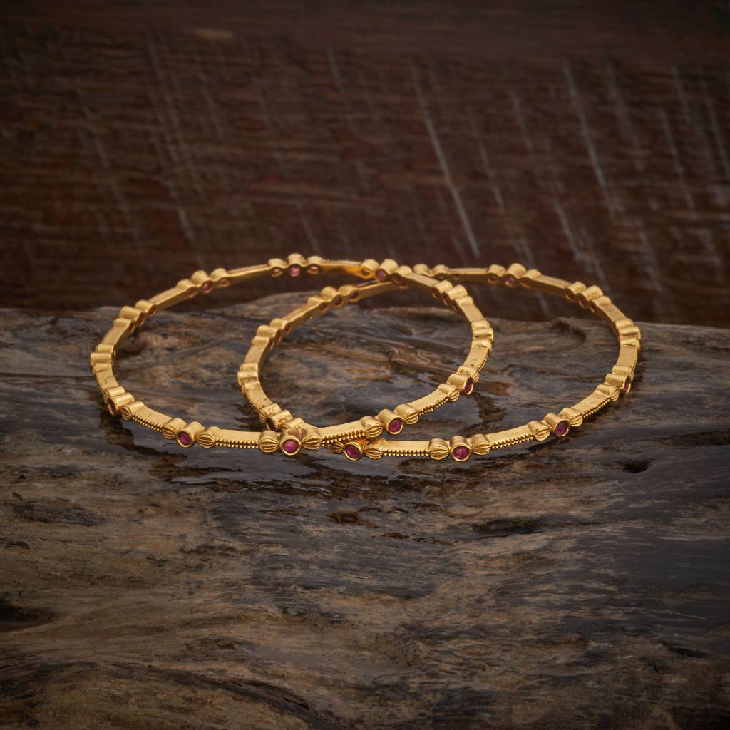 Kushal'S Fashion Jewellery Ruby Gold-Plated Ethnic Antique Bangle-182679 : 436212