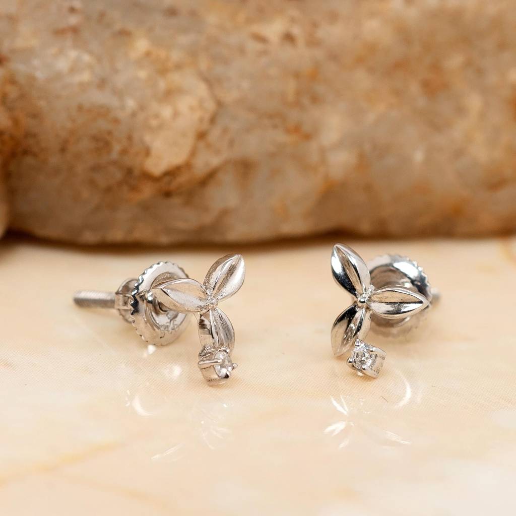 925 Silver Flower Stud Earrings | Dainty Floral Jewelry Gift : SE_000817