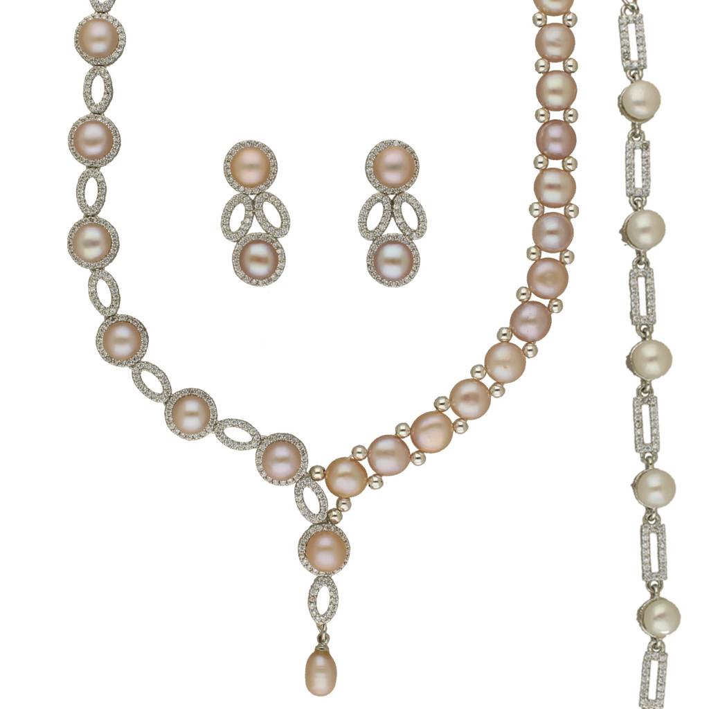 Glorious Legacy Pearl Necklace Set With Bracelet : JPAUG-25-143