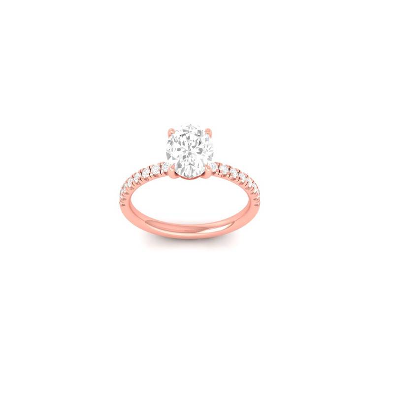 Brilliant Oval Cut Moissanite Ring 14K Gold Plated Sterling Silver : TGDR-633-R-6