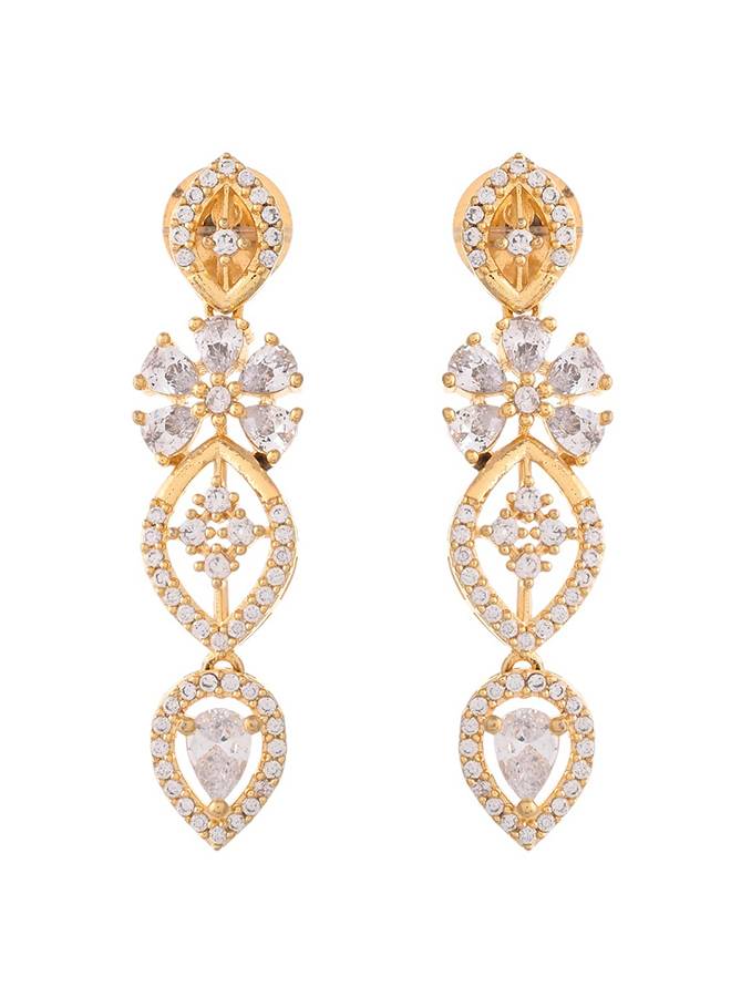 Sparkling Essential Glorious Gold American Diamond Necklace Set : 8905124527315