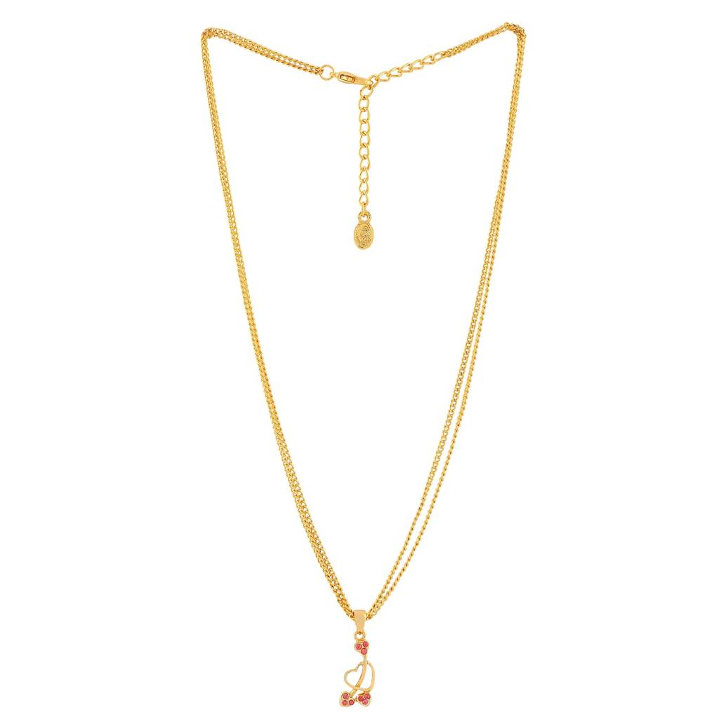 Estele Gold Plated Heart-Shaped Charm Pendant With Pink Austrian Crystals For Girl & Women : 383PENDANT