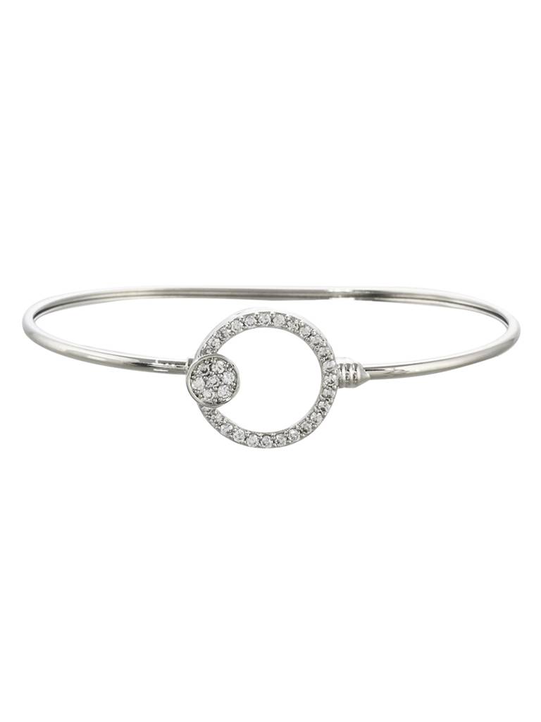 Sparkling Elegance Minimalist Round Cut Cz Adorned Rhodium Plated Brass Bracelet : 8905124472844
