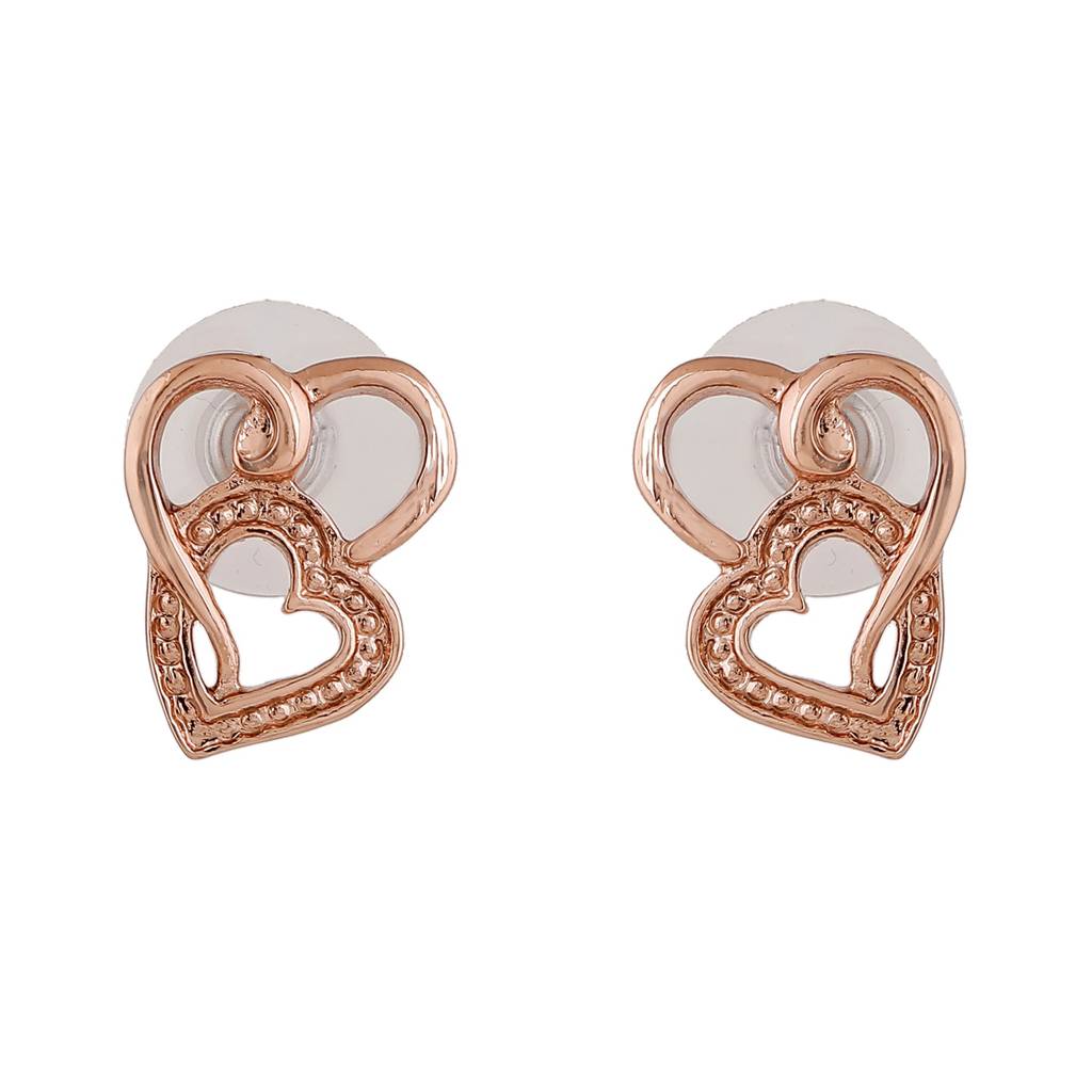 Estele Rosegold Plated Heart Shaped Stud Earrings For Women : 8223-RG-ERER