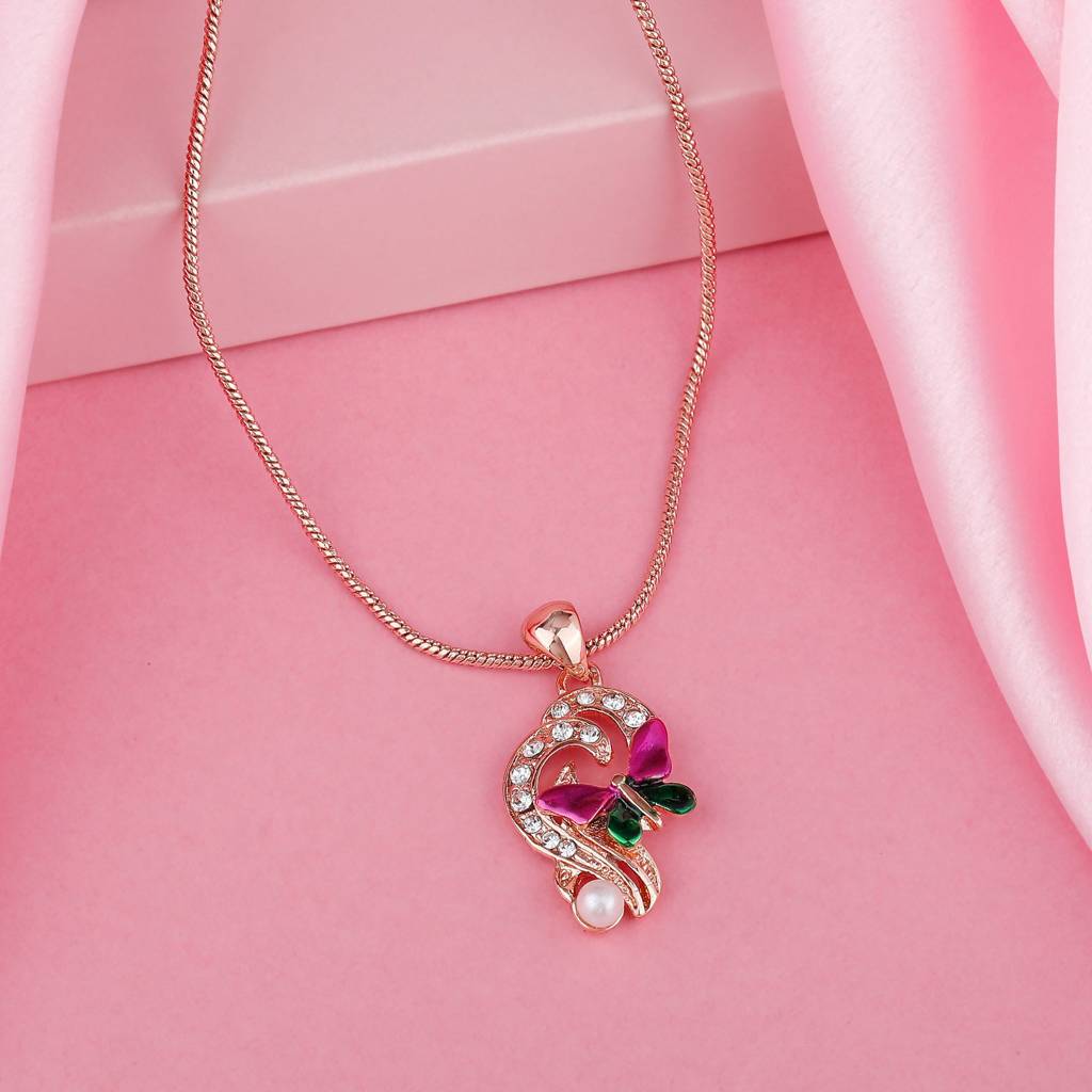 Estele Rosegold Plated Beautiful Butterfly Shaped Pendant For Women : 542-RGPENDANT