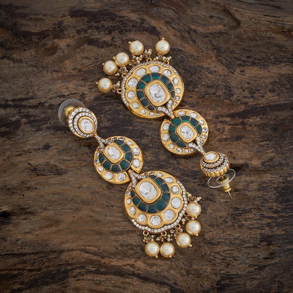 Kushal'S Fashion Jewellery Green Victorian Plated Bridesmaid Kundan Earring-178312 : 426876