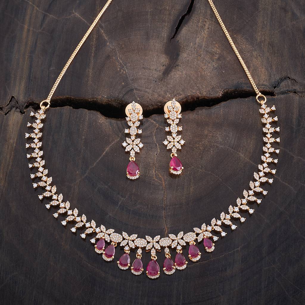 Kushal'S Fashion Jewellery Gold-Plated Party Wear Zircon Necklace-176302 : 422388