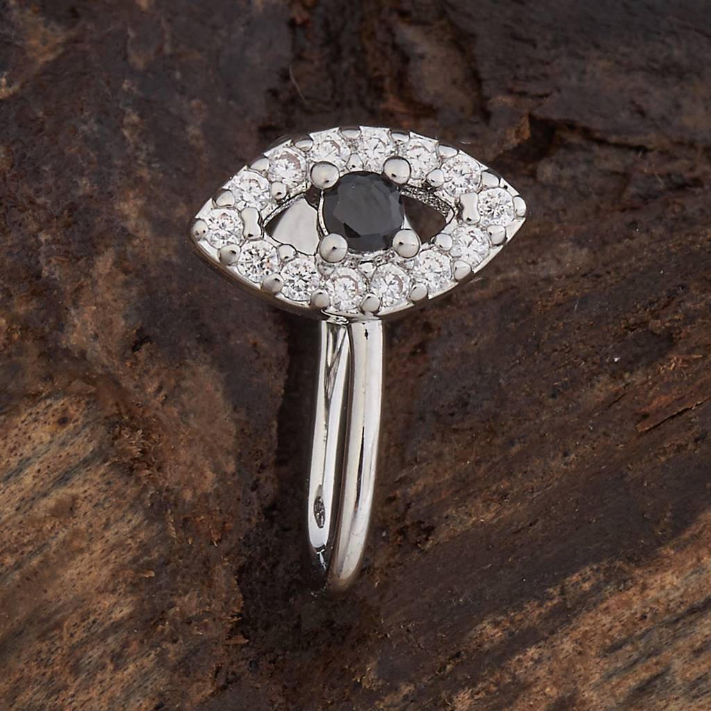 Black Rhodium-Plated Party Zircon Nath -433302 Black Copper No Variant