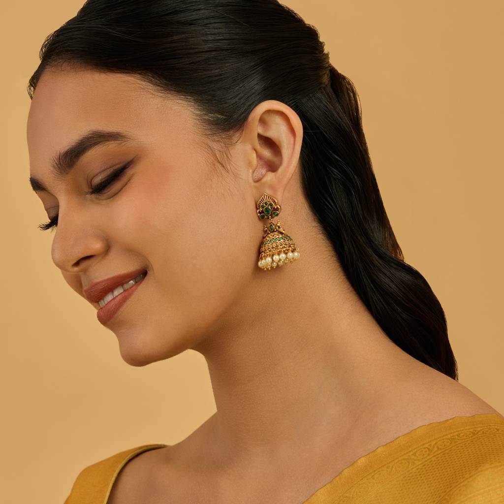 Kushal'S Fashion Jewellery Dome Shaped Jhumkas Earrings-181462 : 433586