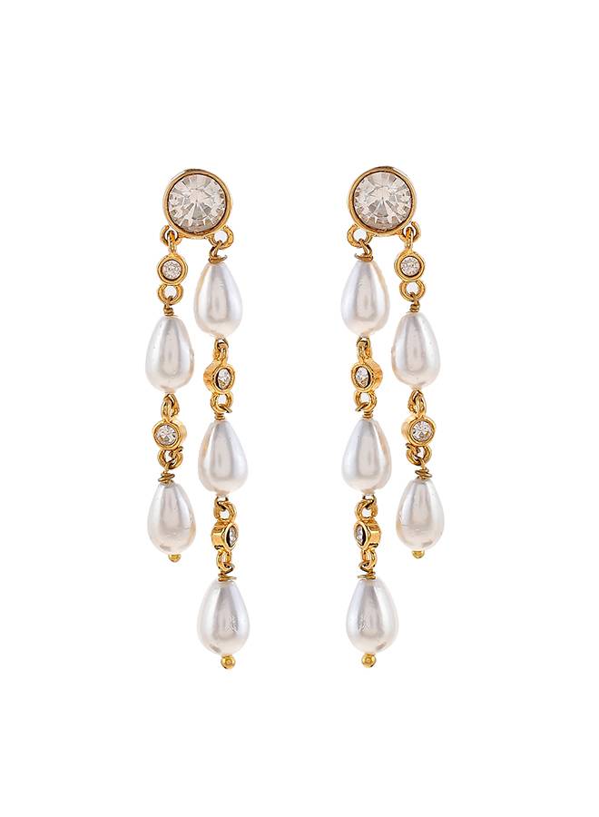 Mothers Day Two Strings Dangler Pearl Drop Earrings : 8905124502121