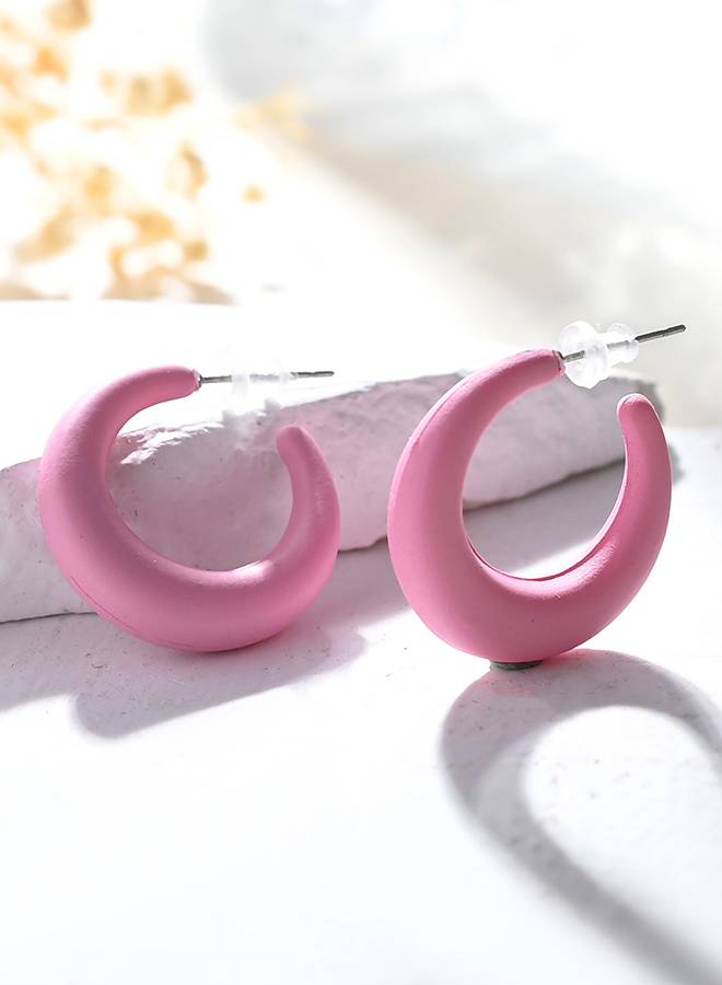 Resin Pink Radiance Hoop Earrings : 8905124530292