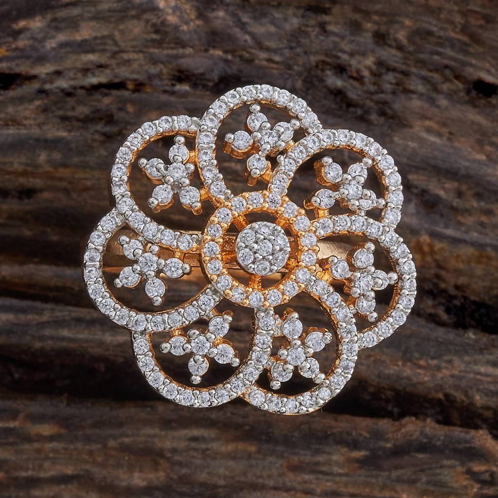 Kushal'S Fashion Jewellery White Rhodium-Plated Party Zircon Finger Ring  -425178 Adjustable Copper White