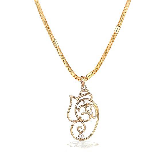 Gehena By Estele Fashion Jewelry Sacred Om Symbol Pendant For Men'S: Gold Plated Divine Peace And Harmon : OSAK026-IGWEPENDANT