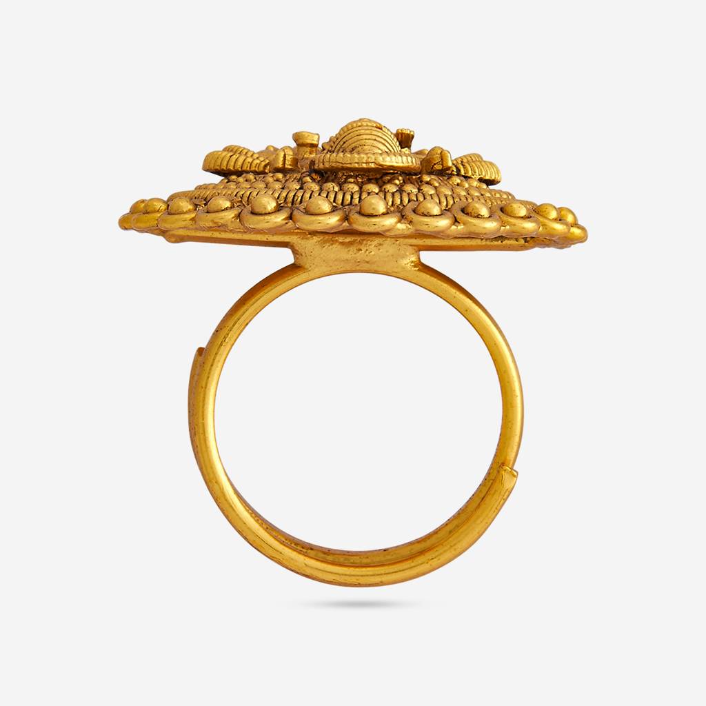 Gold Gold-Plated Ethnic Antique Finger Ring-447883 : 447883