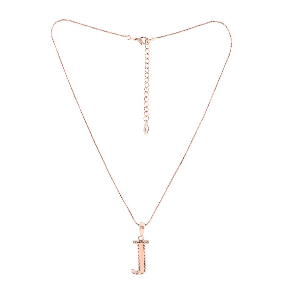 Estele Rosegold Plated J Letter Charm Pendant For Women : 1009-JPENDANT