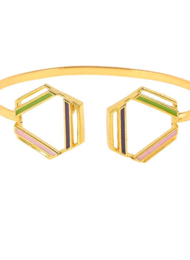 Benzene Geometric Enamelled Cuff Bracelet : 8905124456745