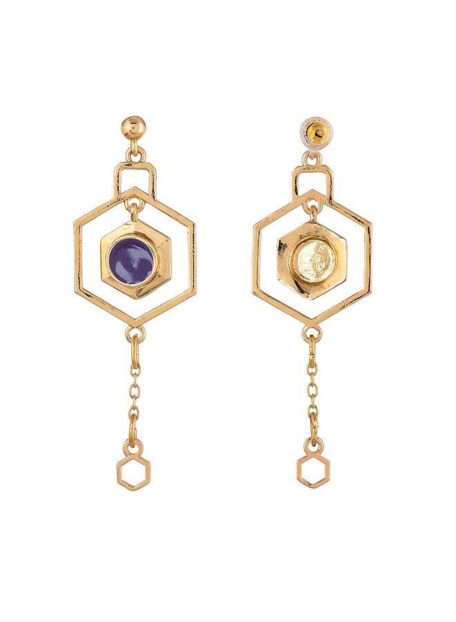 Benzene Purple Gem Contemporary Drop Earrings : 8905124456660