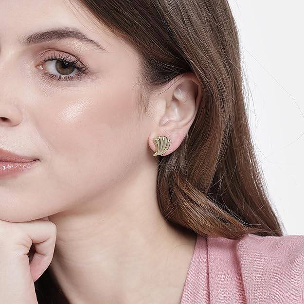 Estele Gold Plated Designer Stud Earrings For Women : 672706ER